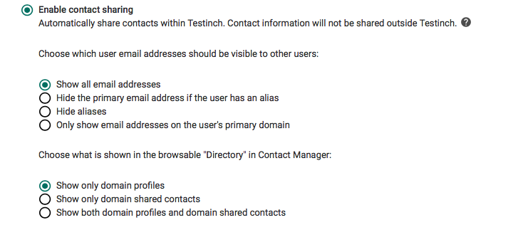 G Suite Google Contacts settings