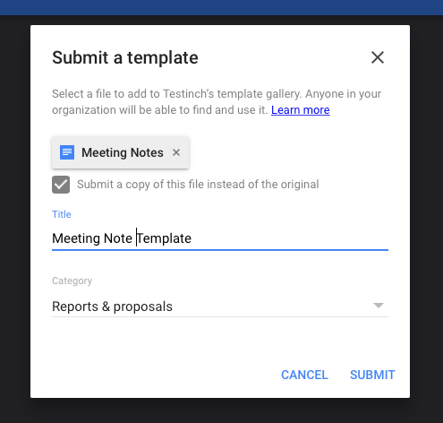 Turn Google Drive file into template