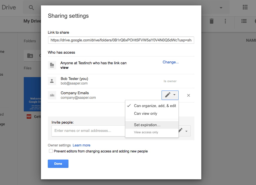 Custom G Suite Google Drive sharing settings